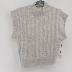 Cupcakes and Cashmere Cableknit turtleneck sleeveless Sweater Vest